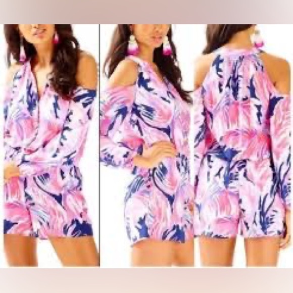 Lilly Pulitzer sunny shoulder Elsa 100% silk romper size XS - Picture 1 of 10